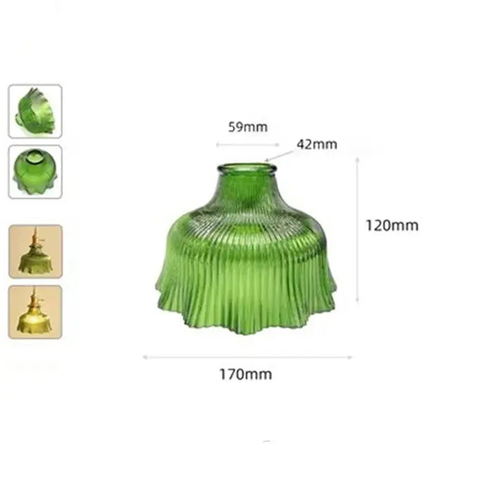 Green Glass Lamp Shade Replacement with Reverse or Flat Hole Fitter - Adrianas Specialty Lamp Shades