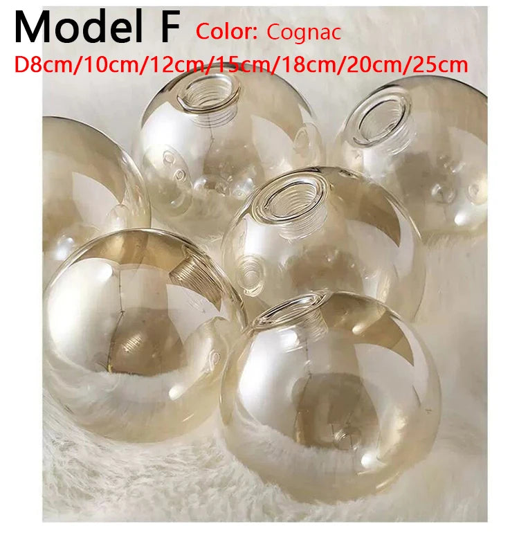 D12cm D15cm G9 Glass Shade Replacement for Screw Thread Socket Amber Cognac Green Blue Grey Globe Glass Screw Cover Accessory - Adrianas Specialty Lamp Shades