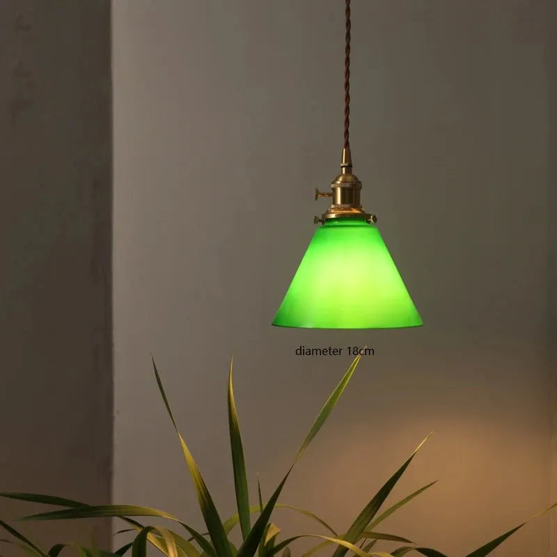 IWHD 2023 New Style Edison Vintage Pendant Lamp Beside Green Glass Copper Socket Home Decor Bedroom Dinning Living Room Lights