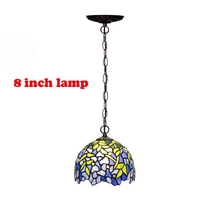 Tiffany Retro Pendant Light Stained Glass Wisteria Lamp Shade