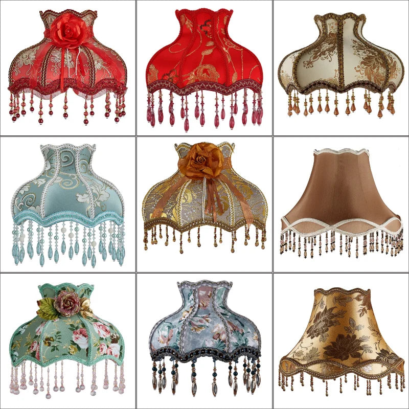 Lamp Shade Vintage High-end Fabric Beads Lace - Adrianas Specialty Lamp Shades
