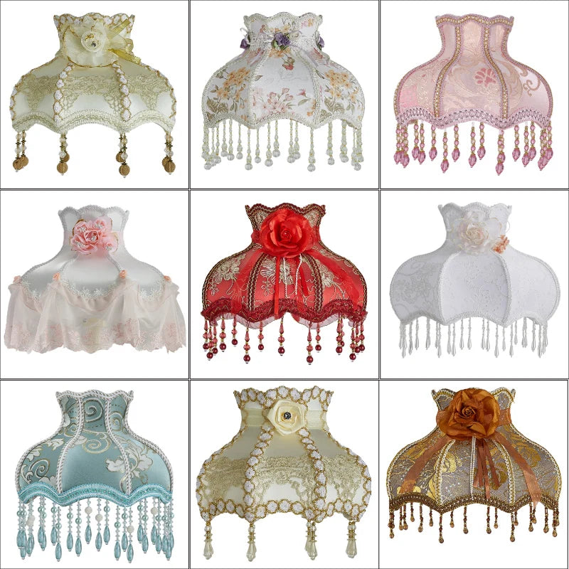 Lamp Shade Vintage High-end Fabric Beads Lace - Adrianas Specialty Lamp Shades