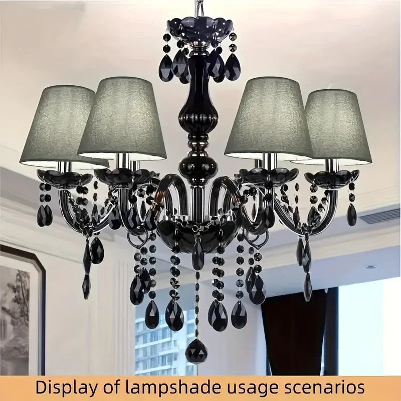 6pcs Pure Gray Fabric Lampshades, Clip-on Shades