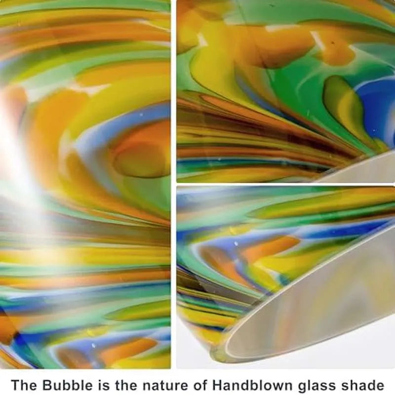 Glass Pendant Lamp Shade 4.72 Colorful Art Glass Chandeliers Cover Mini Oval Light Shade Replacement Shade Only Light Fixtures for Kitchen Island Dining Room, Living, Foyer, Hallway, Entry 1 - Pack