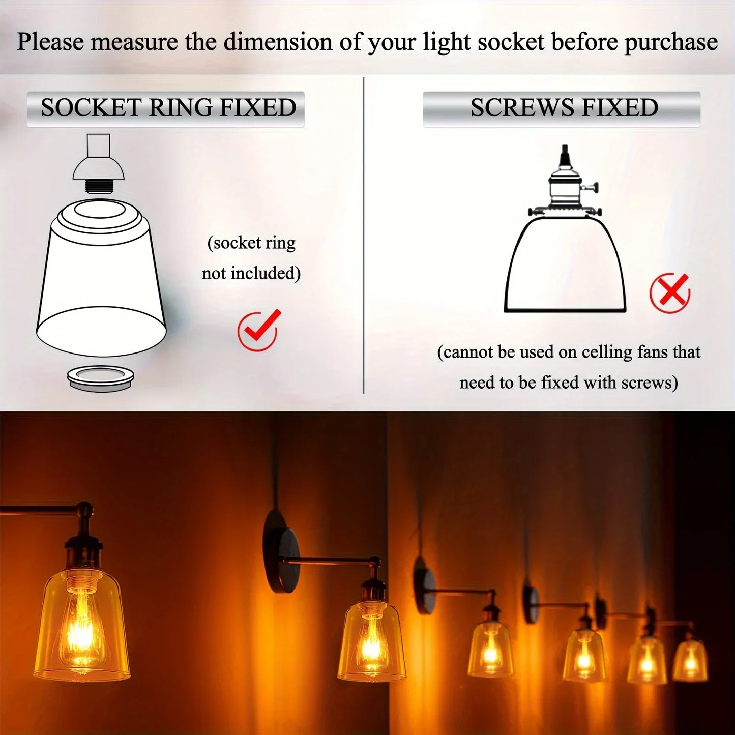 6 Pcs Clear Glass Shade 5" Dia 5.67" High 1.65"