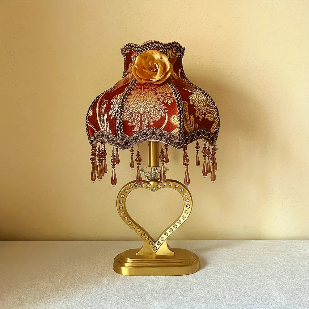 Luxury Handmade Lampshade, Burgundy Golden Floral Pattern