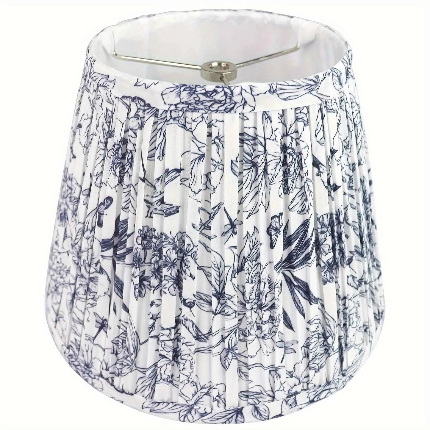 Blue Toile Floral Fabric Lampshade 6x10x7.5" - Artistic Decorative Clock-Shaped Cover for table lights, floor lights, and pendant lights