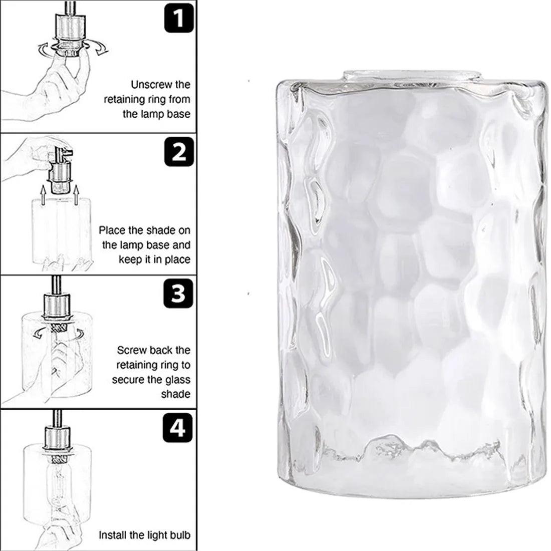 Clear Hammered Glass Lamp Shade Replacement Water Ripple Cylinder Glass Shade Accessory for Pendant Light Chandelier Wall Sconce Lamp Shades Adrianas Specialty Shades