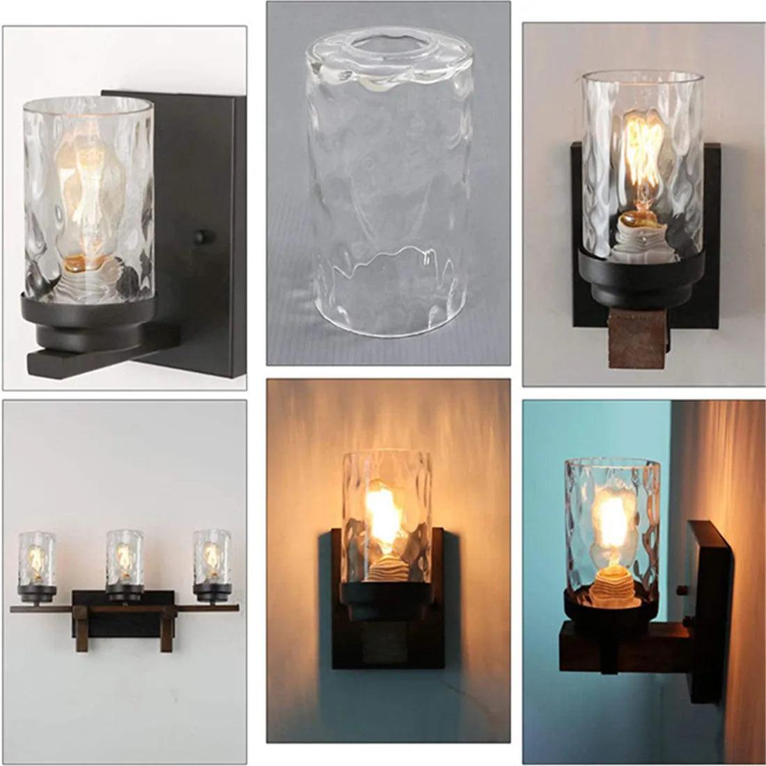 Clear Hammered Glass Lamp Shade Replacement Water Ripple Cylinder Glass Shade Accessory for Pendant Light Chandelier Wall Sconce Lamp Shades Adrianas Specialty Shades