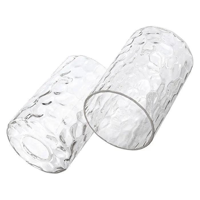 Clear Hammered Glass Lamp Shade Replacement Water Ripple Cylinder Glass Shade Accessory for Pendant Light Chandelier Wall Sconce Lamp Shades Adrianas Specialty Shades clear 2 piece