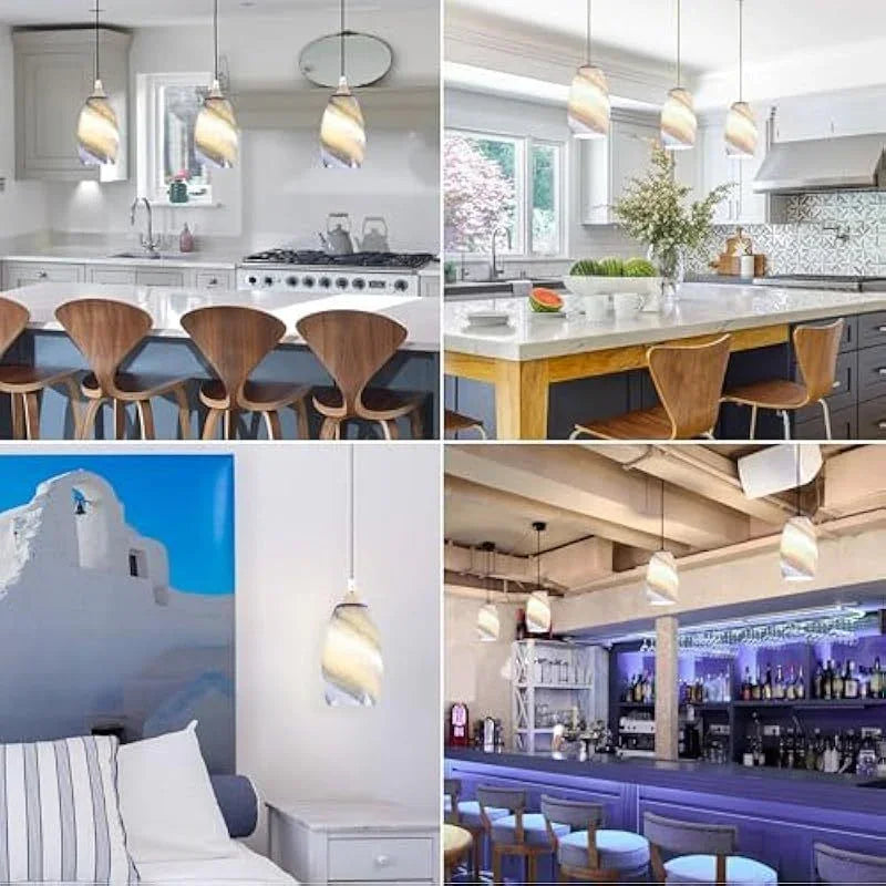 GO&SO Ocean-Blue Gradient Glass Art Lamp Shade