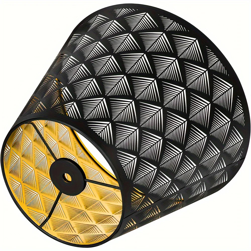 Rustic Metal Lamp Shade with Etched Arrow Pattern - No Electricity Required, Wireless, Battery-Free - Fits Table & Wall Lamps