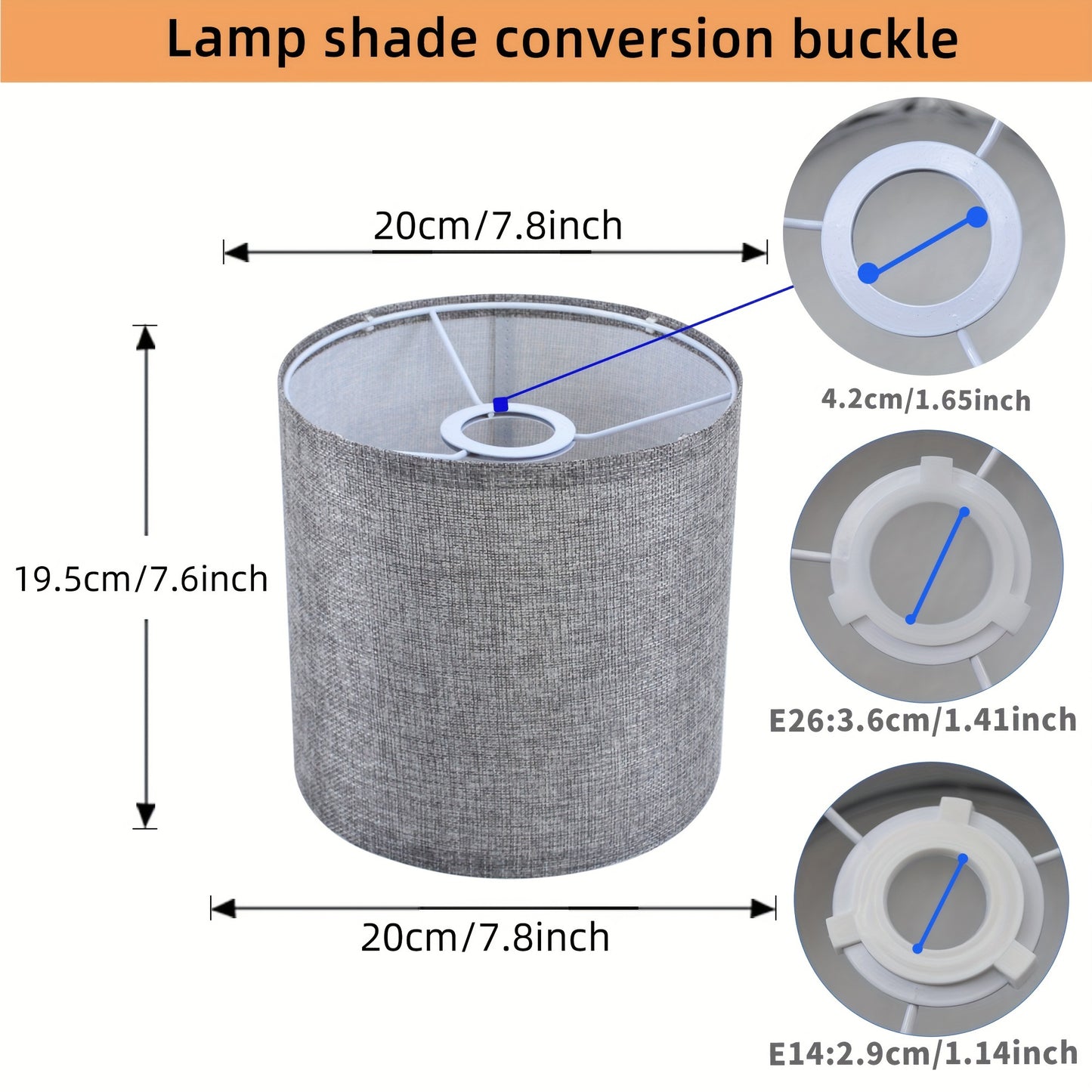 Modern Linen Fabric Lampshade for Table and Pendant Lights - 7.8"x7.8" x7.6" - Elegant Home Decor Accessory - Adrianas Specialty Lamp Shades