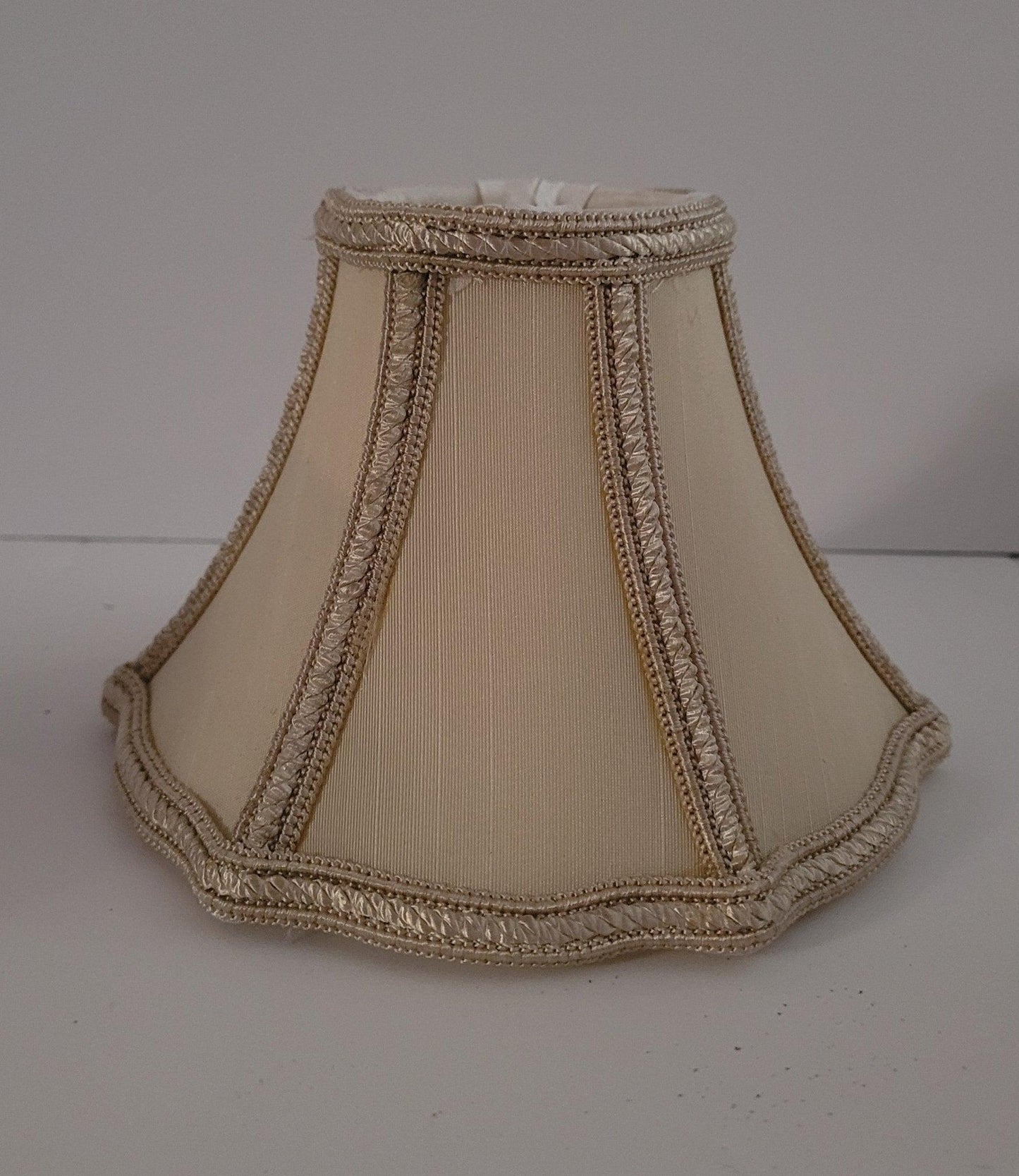 Elegant Beige Silk Chandelier Clip with White Lining chandelier shades Adrianas Specialty Lamp Shades