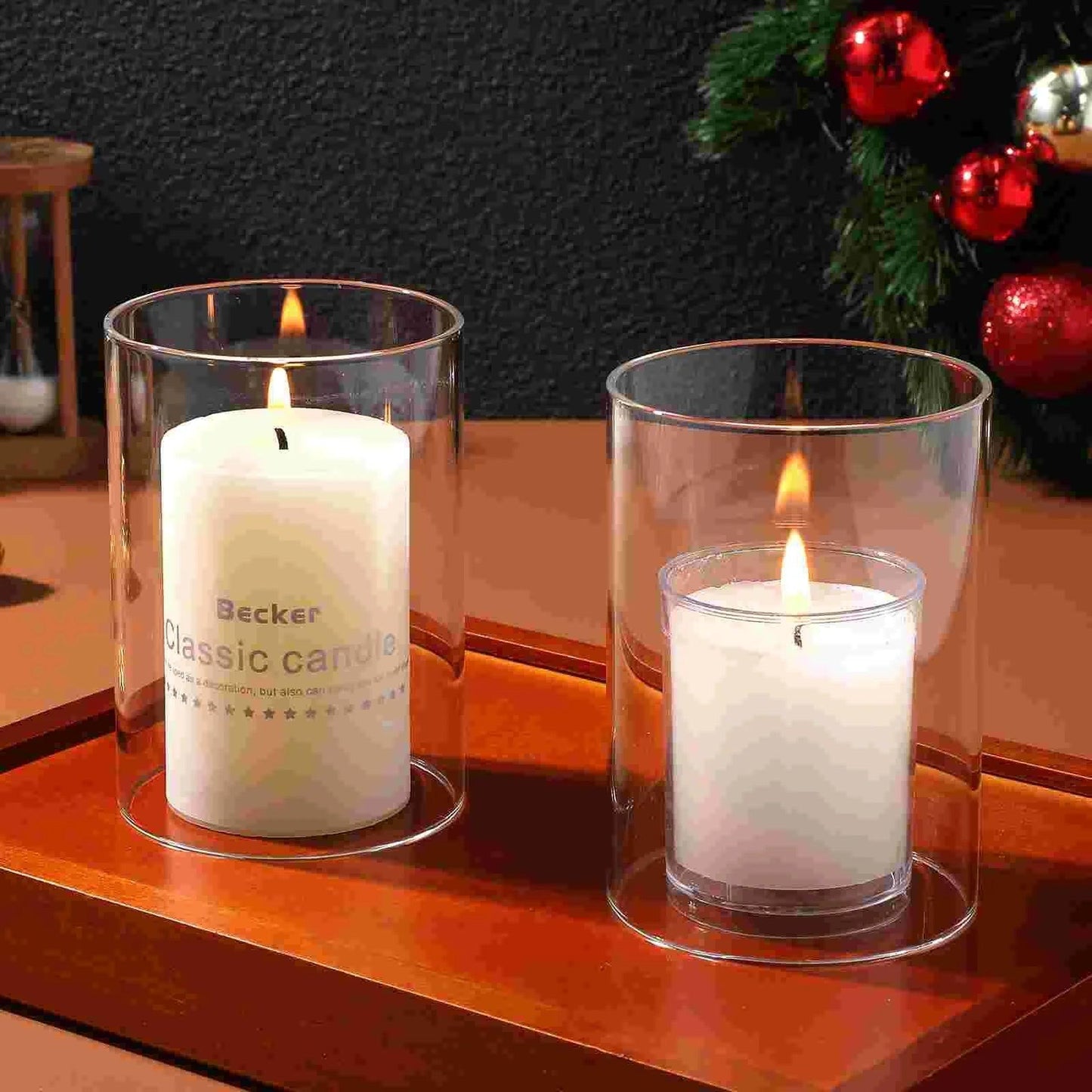 Elegant Transparent Glass Candle Covers Set of 2 glass cylinder Adrianas Specialty Lamp Shades