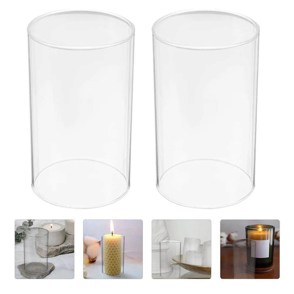 Elegant Transparent Glass Candle Covers Set of 2 glass cylinder Adrianas Specialty Lamp Shades