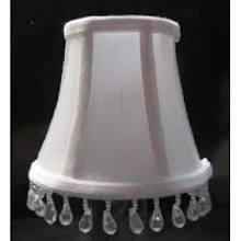 Elegant White Silk Shantung Clip-On Lamp Shade with Clear Beads - Adrianas Specialty Lamp Shades