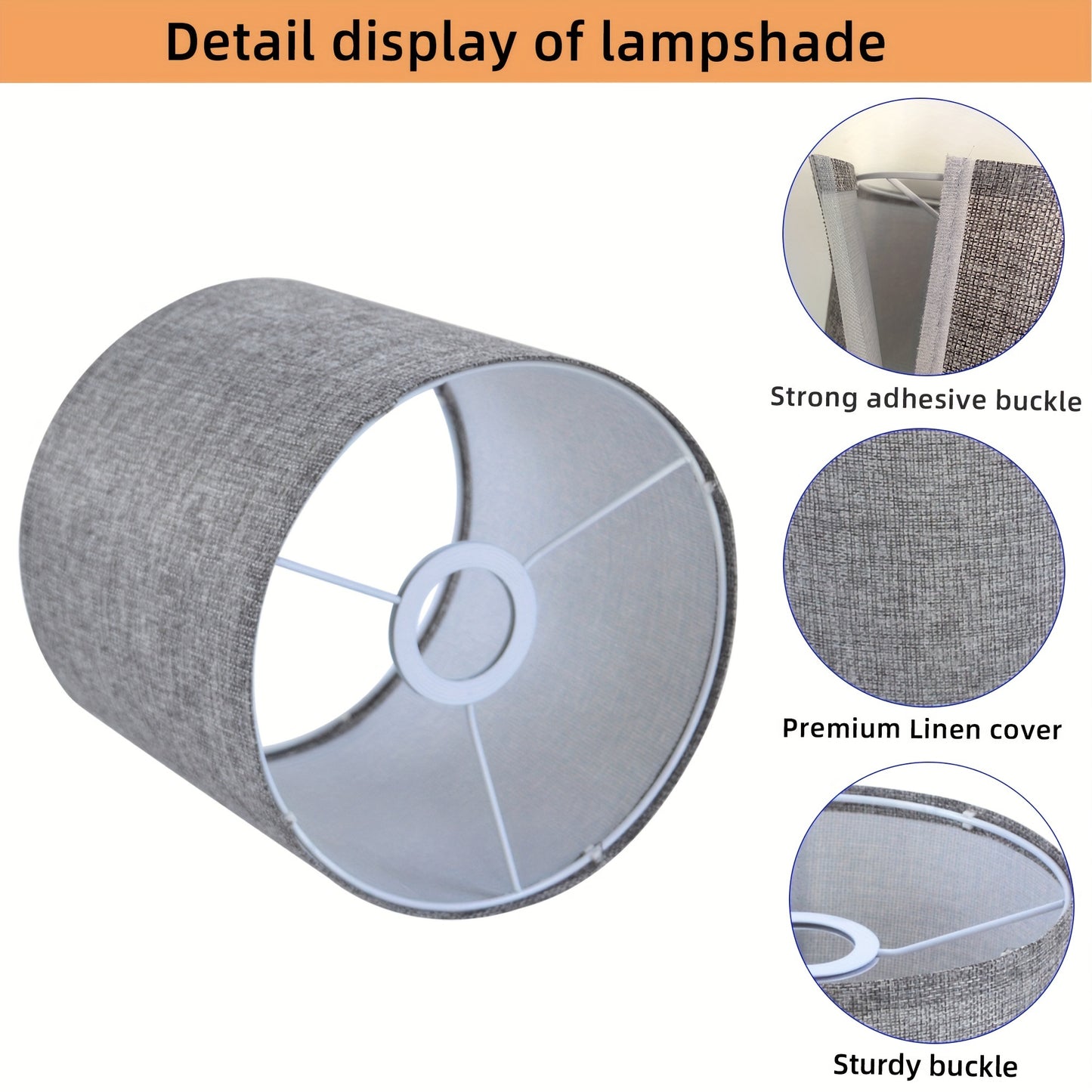 Modern Linen Fabric Lampshade for Table and Pendant Lights - 7.8"x7.8" x7.6" - Elegant Home Decor Accessory - Adrianas Specialty Lamp Shades