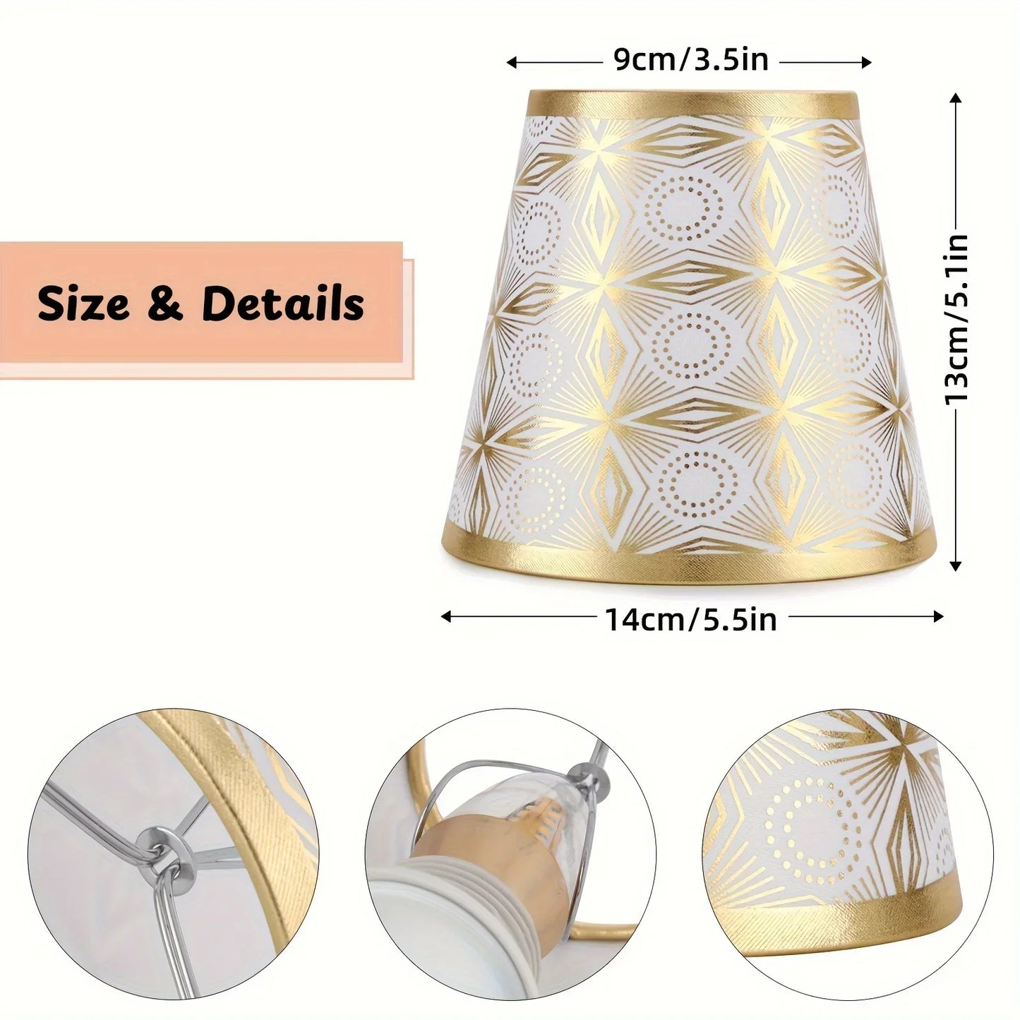 6pcs Rustic Golden Bell-Shaped Clip-on Lampshades