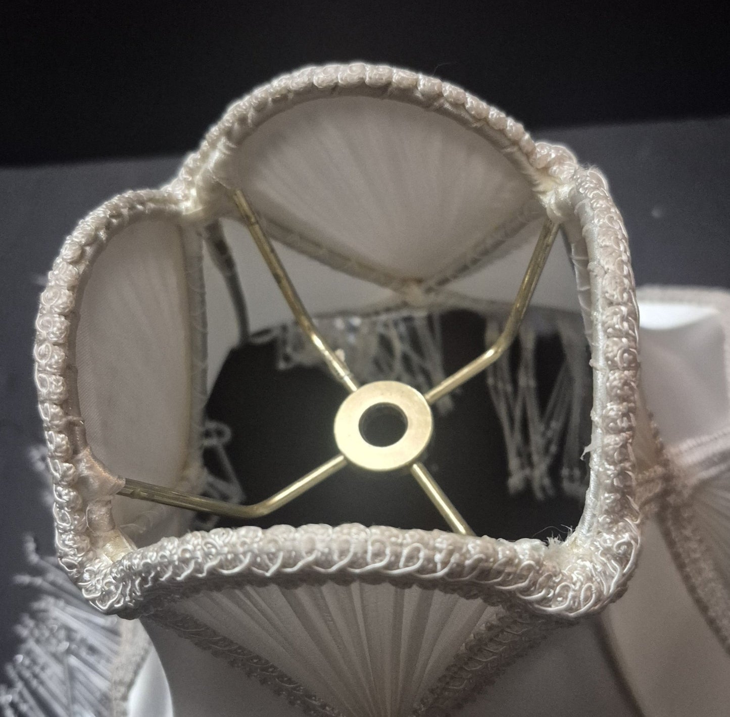 Ivory Victorian Lamp Shade with Beaded Fringe - 32192 - Adrianas Specialty Lamp Shades
