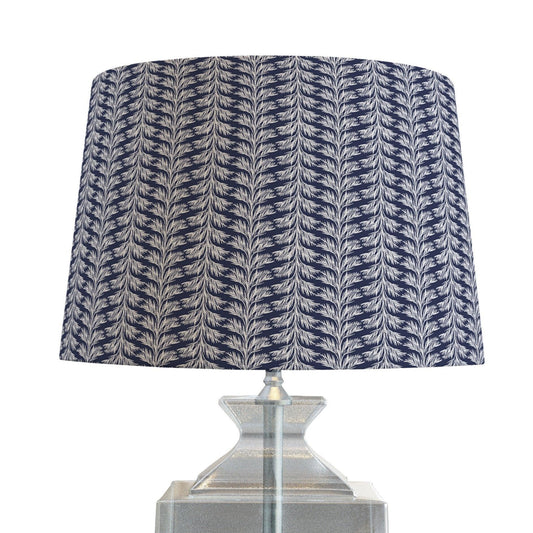 Navy Blue Coastal Lampshade in SABAL STRIPE Palms Pattern - Specialty Shades