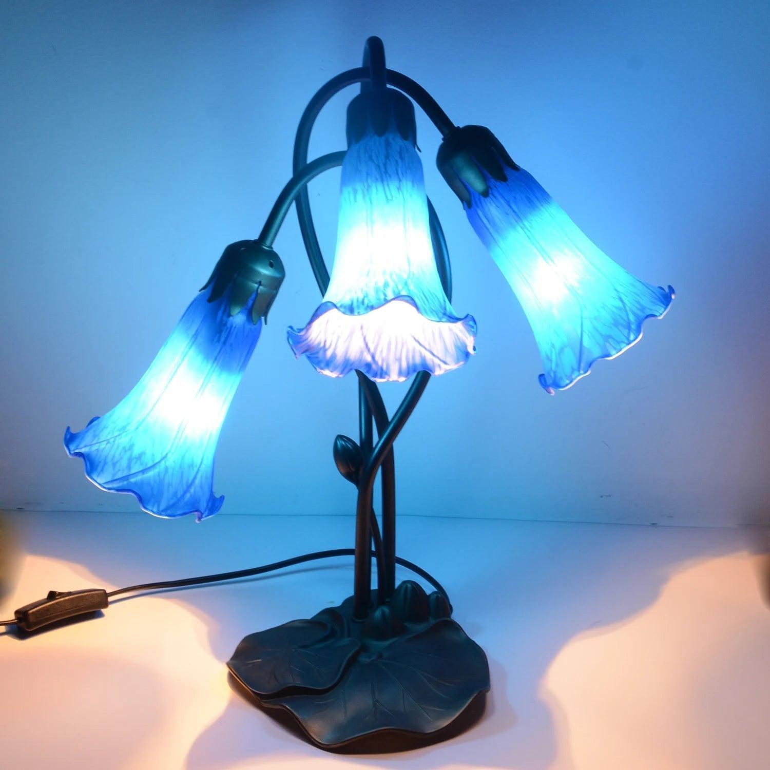 Pond Lily Lamp Shade Blue Glass Lampshade 4.5" Wide X 6" Tall X 1.5" Fitter Lighting Accessories - Specialty Shades