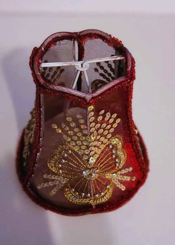 Red with Gold Whimsy Chandelier Shade - Adrianas Specialty Lamp Shades