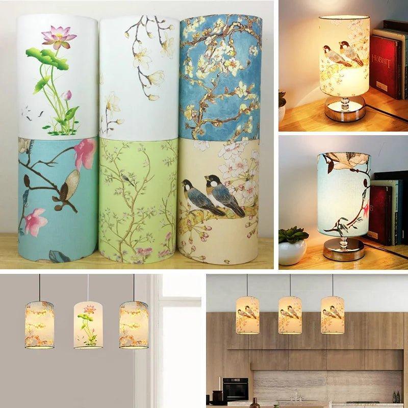 Retro Floral Bird Lamp Shade Small Lampshade Table Ceiling Light Cover Creative Bar Restaurant Bedroom Home Decor oriental lamp shades Adrianas Specialty Lamp Shades