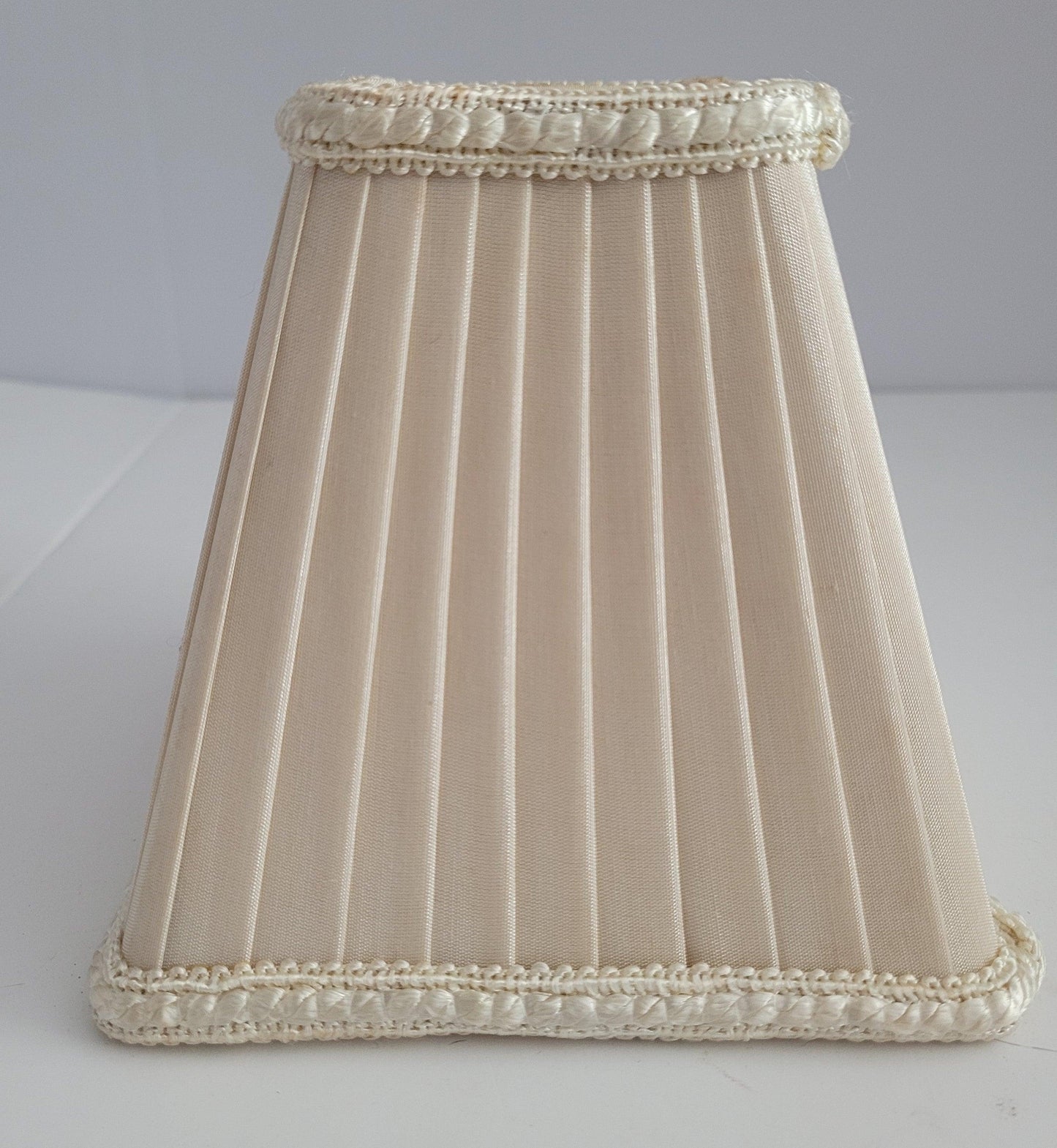 Square Beige Pleated Clip-On Shade chandelier-lamp-shades Adrianas Specialty Lamp Shades