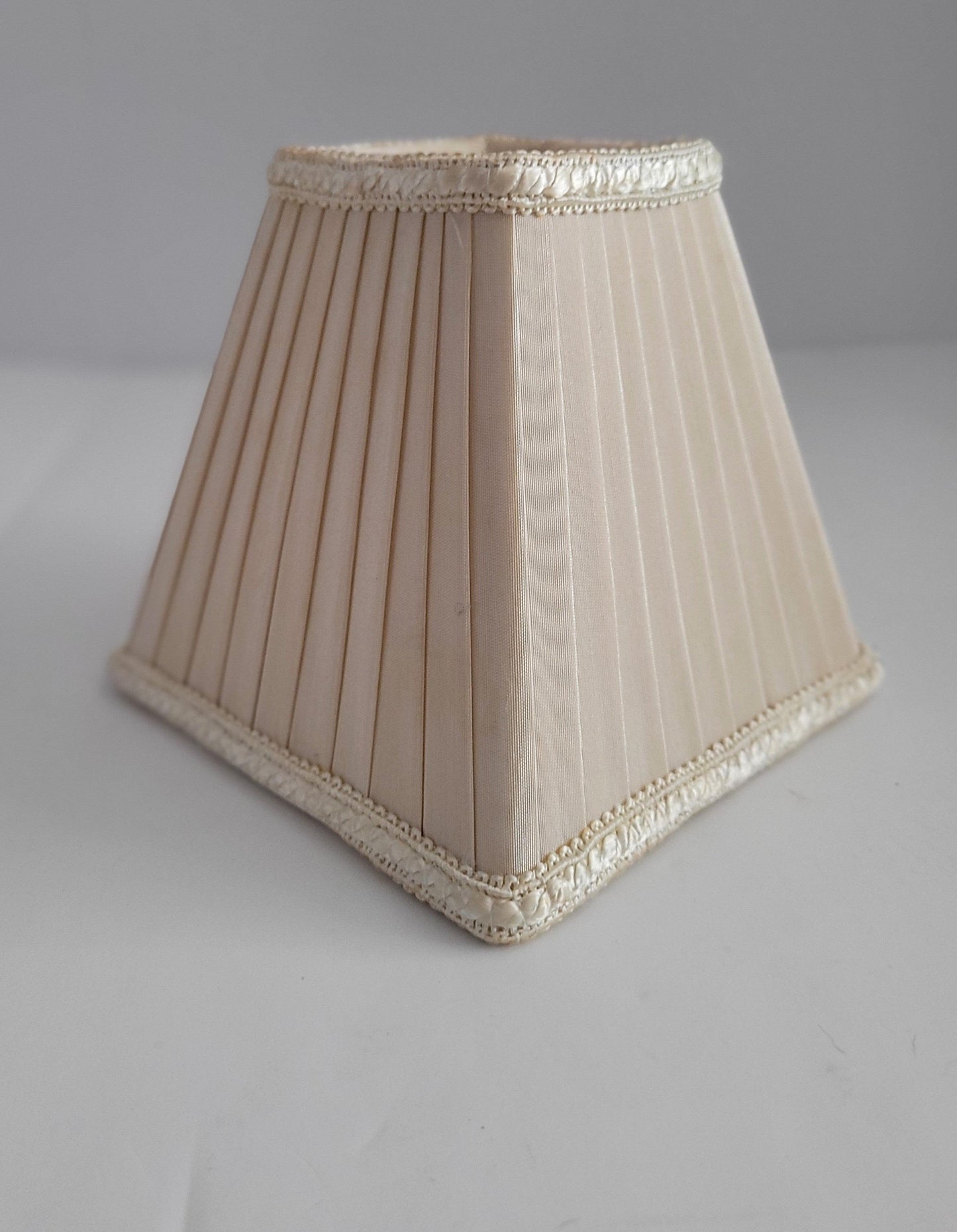 Square Beige Pleated Clip-On Shade chandelier-lamp-shades Adrianas Specialty Lamp Shades