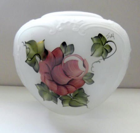 32187 Hand Painted Christmas Rose Lamp Font - Adrianas Specialty Lamp Shades