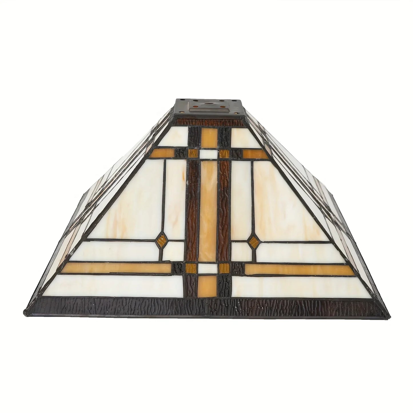 20-Inch Wide Retro Square Stained Glass Lampshade