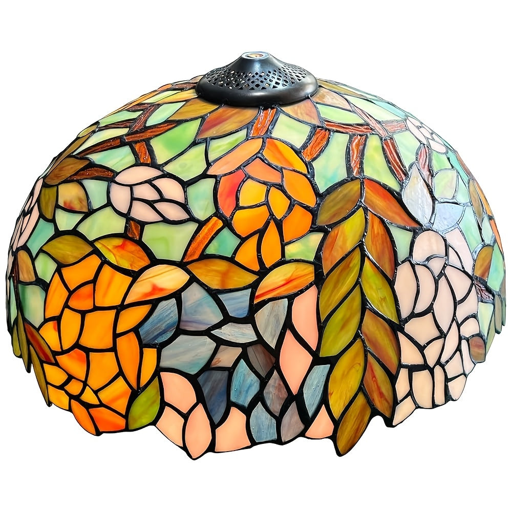 Mission Cream Style 16" Stained Glass Lamp Shade - Traditional Frosted Finish, Glass, Pagoda-Shaped Replacement for Table & Floor Lamps - Adrianas Specialty Lamp Shades