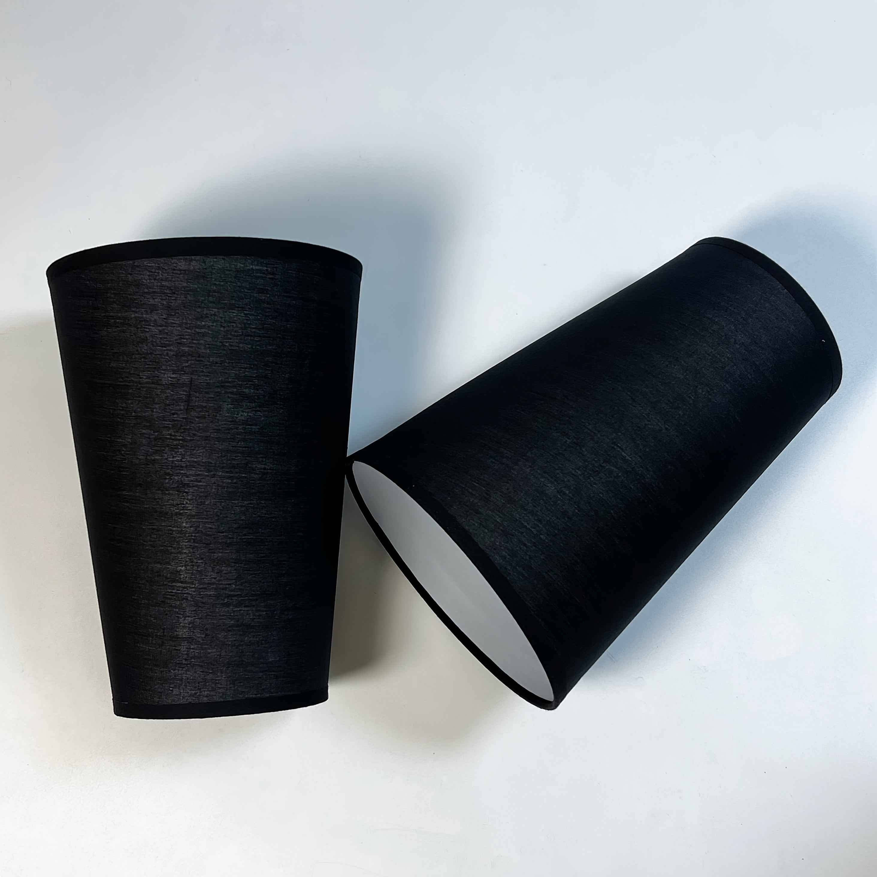 2pcs Black Modern Cylindrical Fabric Lampshades - Large Tapered Drum Shades for E27, Fits Table Lamps, Lamps & Ceiling Fixtures, Soft Glow Diffuser for Home, Office, Bedroom (Compatible with Standard), Ceiling Lamp Shade, Lam