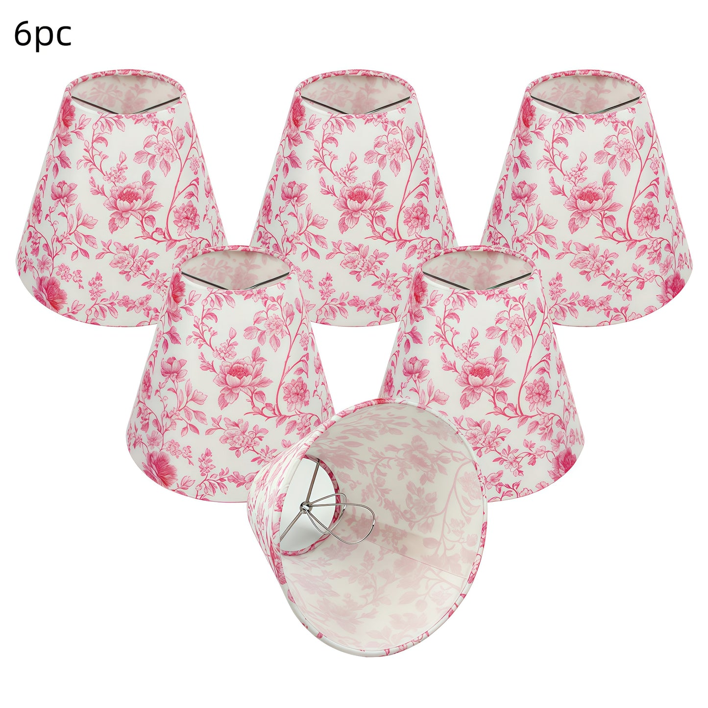 3/6pcs Pink & White Floral Empire Chandelier Shades