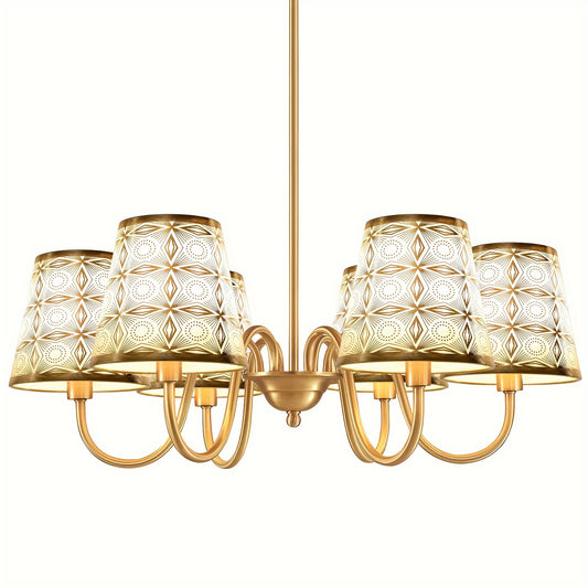 6pcs Rustic Golden Bell-Shaped Clip-on Lampshades - Adrianas Specialty Lamp Shades