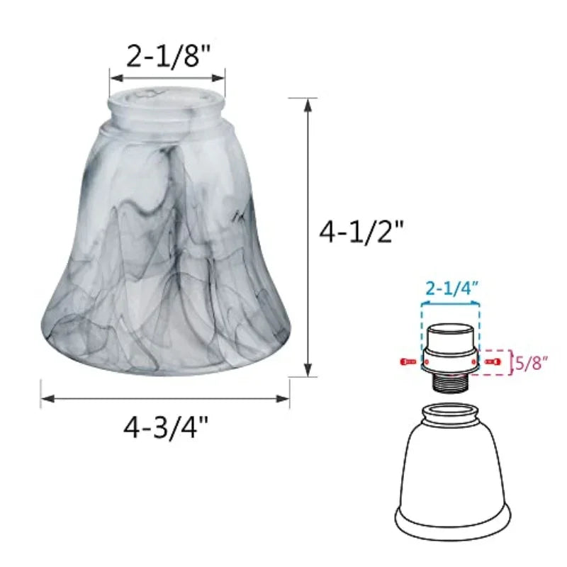 4-Pack Smokey Alabaster Glass Bell Shade