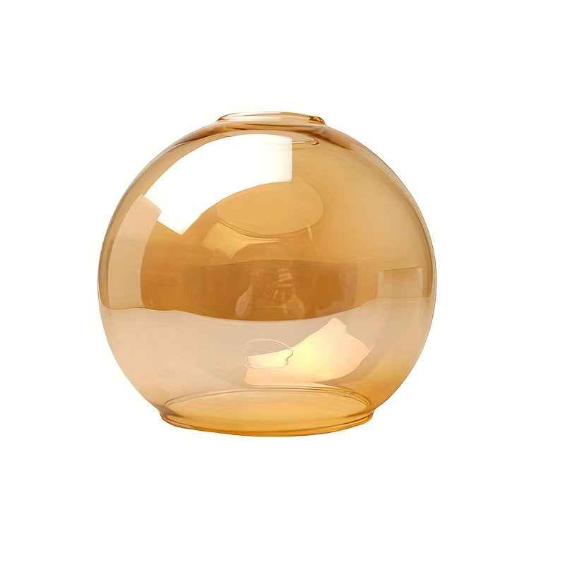 1 E27 Amber Glass Globe Lamp Shade 5.1in - Modern Farmhouse Pendant & Wall Light Fixture - Round Bulb Cover Replacement for Vintage Chandeliers, Warm Golden Light Diffuser, Glass Lamp Shade, Chandelier Accessory, Decorative L