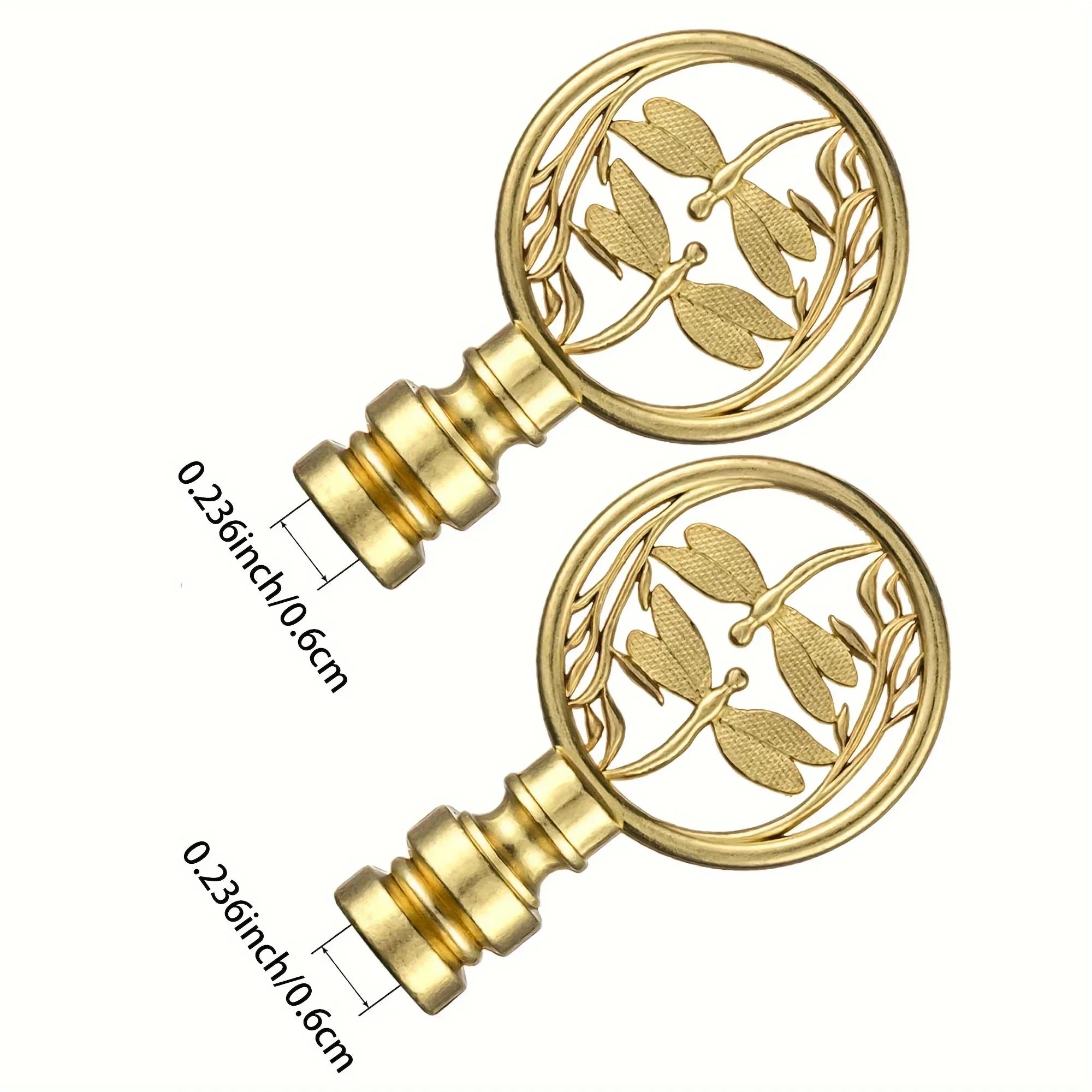 2-Pack Gold Dragonfly Design Finials for Lamp Shades