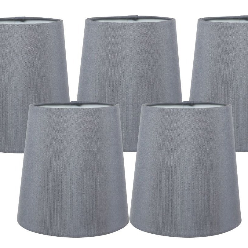 Meriville Set of 6 Grey Faux Silk Clip On Chandelier Lamp Shades - Adrianas Specialty Lamp Shades