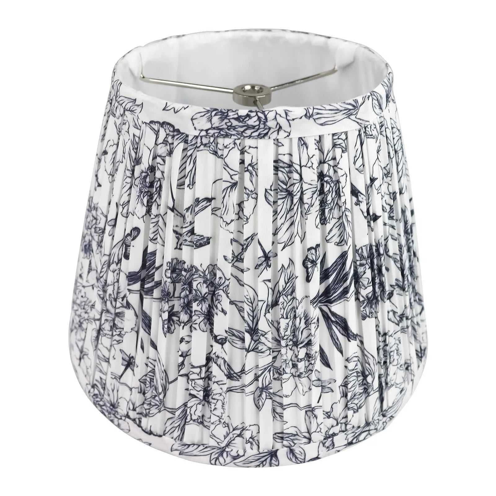 Blue Toile Floral Fabric Lampshade 6x10x7.5" - Artistic Decorative Clock-Shaped Cover for table lights, floor lights, and pendant lights