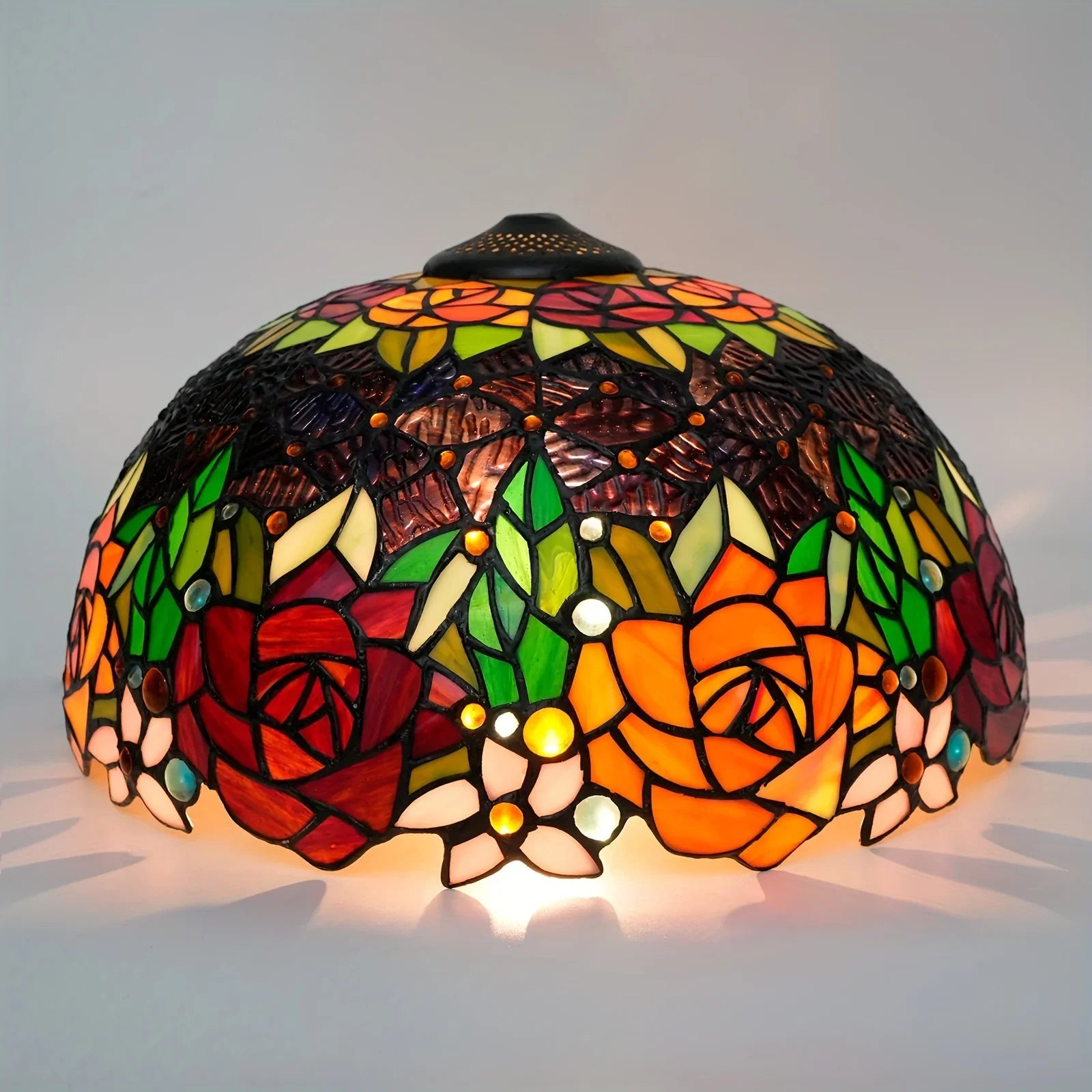 Luxury 16-Inch Rose Stained Glass Lamp Shade