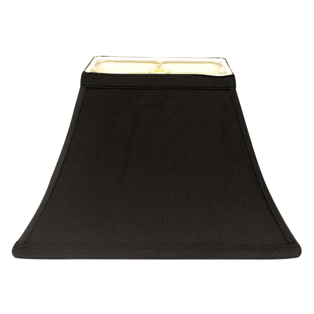Rectangle Bell Hardback Lampshade with Washer Fitter, Black Natural Fabric Lampshade with White Lining for Table Lamps, 5" Top x 12" Bottom x 9" Height - Adrianas Specialty Lamp Shades