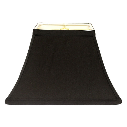 Rectangle Bell Hardback Lampshade with Washer Fitter, Black Natural Fabric Lampshade with White Lining for Table Lamps, 5" Top x 12" Bottom x 9" Height - Adrianas Specialty Lamp Shades