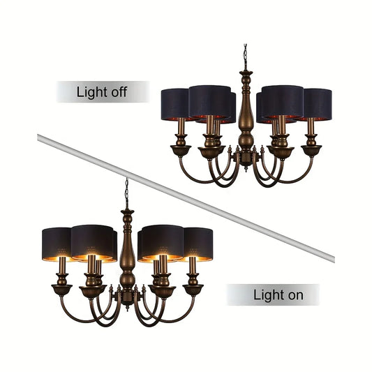 6pcs Set Modern Rustic Brown Linen Drum Chandelier Lamp Shades