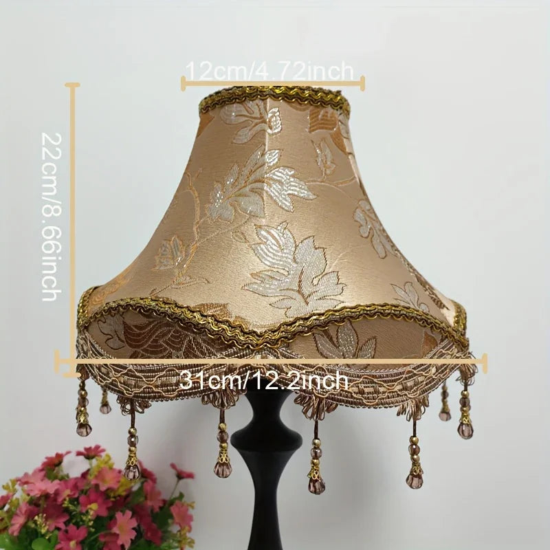 1 Modern Fabric Floral Pattern Lampshade with Beaded Tassel