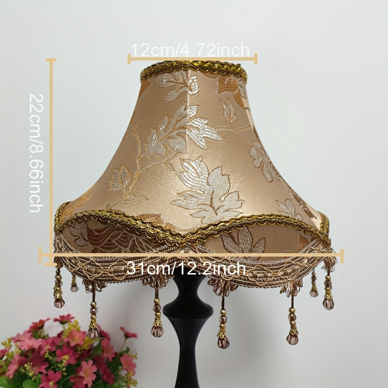 1 Modern Fabric Floral Pattern Lampshade with Beaded Tassel