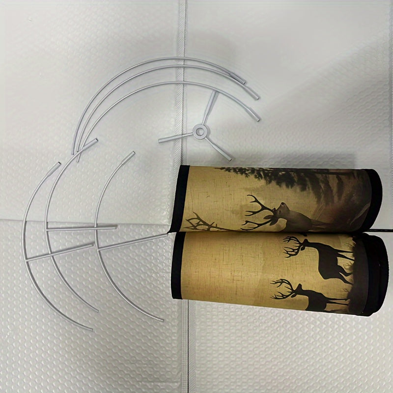 Traditional Fabric Drum Lampshade - Rustic Forest and Deer Silhouette - Adrianas Specialty Lamp Shades