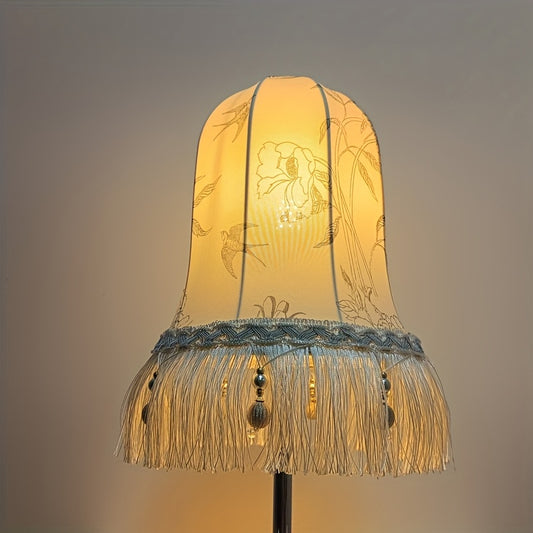 Vintage-Inspired Tassel Pendant Light Shade - Elegant Fabric Covered Lampshade, Barrel Design, Ideal for Home Decor, Lighting Accessory|Vintage Light Shade|Artistic Light Covering, Light Fixture Shade - Adrianas Specialty Lamp Shades