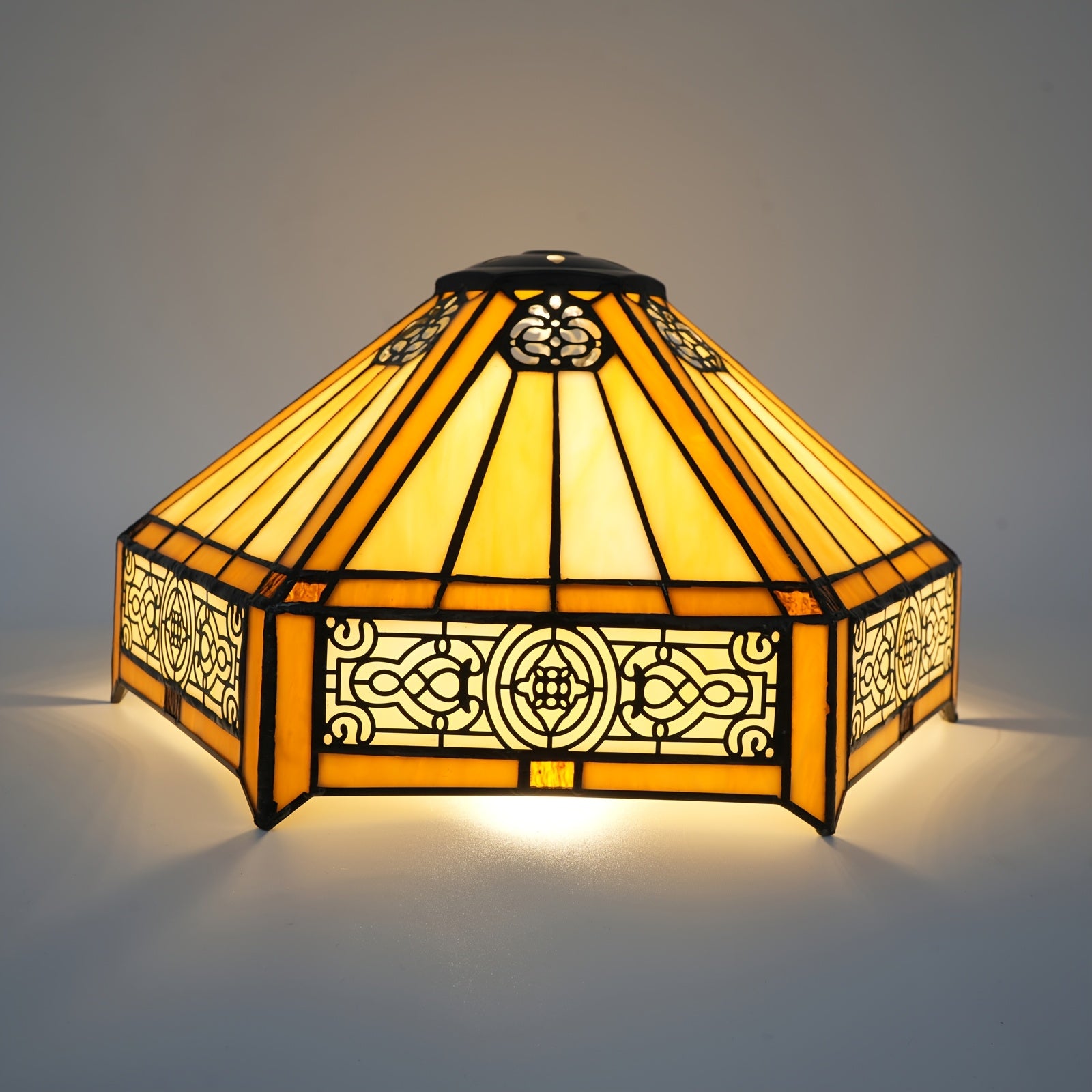 Mission Style Hexagon Stained Glass Lamp Shade